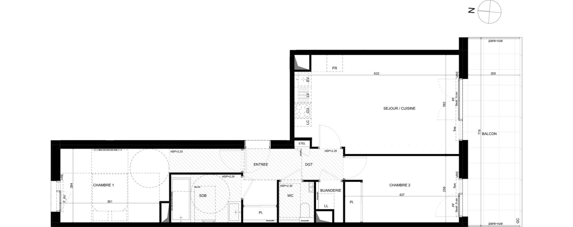Appartement T3 de 63,30 m2 &agrave; Saint-Laurent-Du-Var Les paluds
