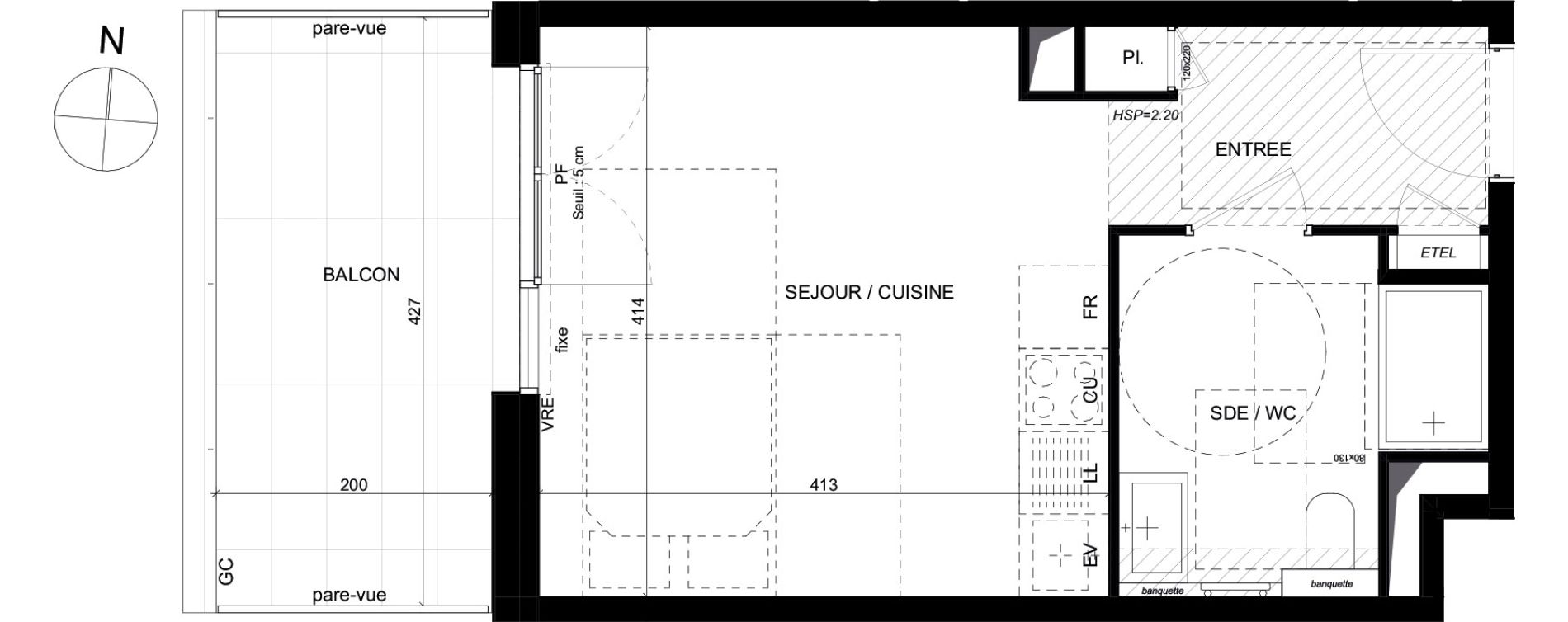Appartement T1 de 26,64 m2 &agrave; Saint-Laurent-Du-Var Les paluds