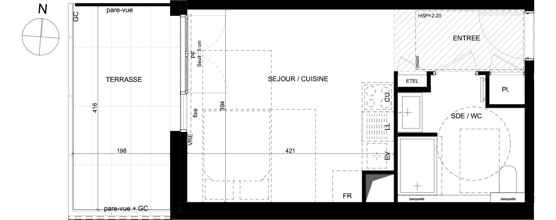 Appartement T1 de 26,00 m2 &agrave; Saint-Laurent-Du-Var Les paluds