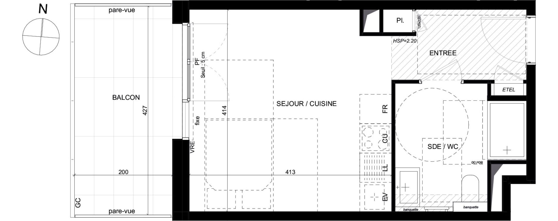 Appartement T1 de 26,64 m2 &agrave; Saint-Laurent-Du-Var Les paluds