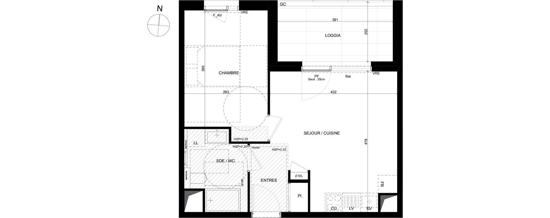 Appartement T2 de 38,43 m2 &agrave; Saint-Laurent-Du-Var Les paluds