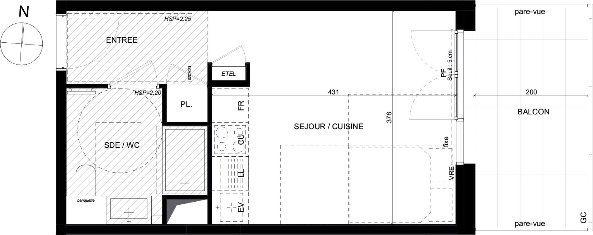Appartement T1 de 24,90 m2 &agrave; Saint-Laurent-Du-Var Les paluds