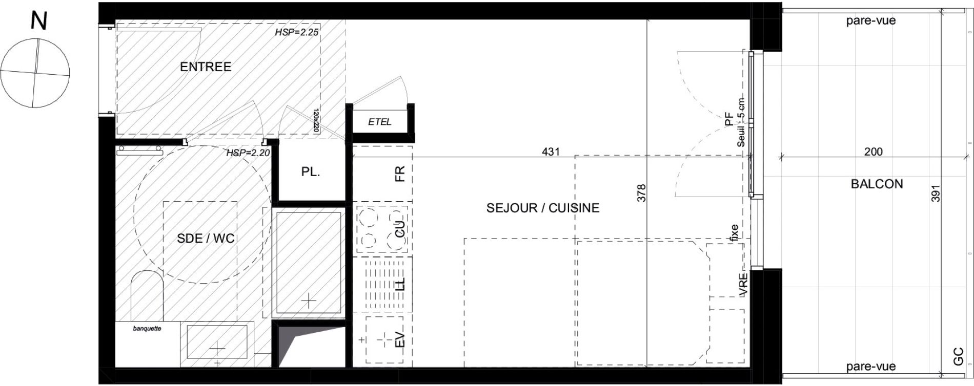 Appartement T1 de 24,90 m2 &agrave; Saint-Laurent-Du-Var Les paluds