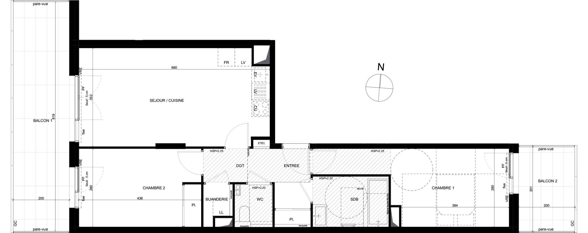 Appartement T3 de 64,32 m2 &agrave; Saint-Laurent-Du-Var Les paluds