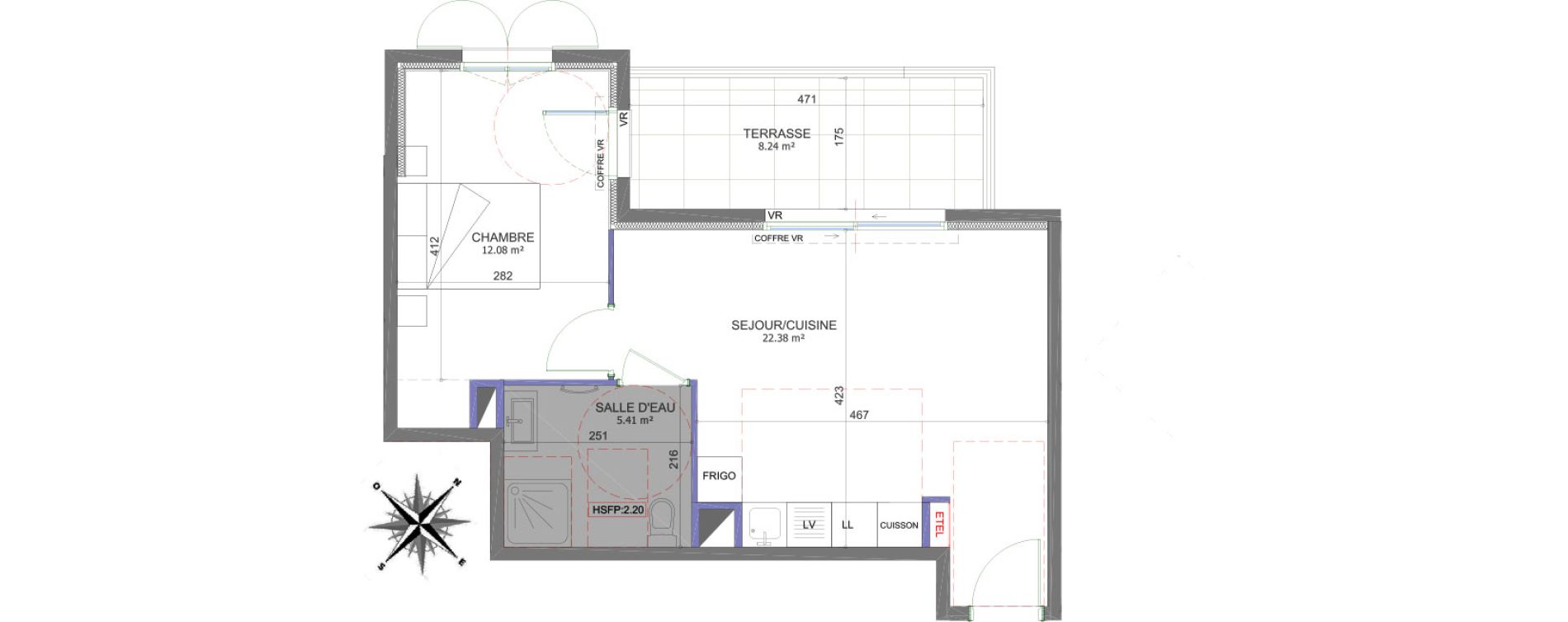 Appartement T2 de 39,87 m2 &agrave; Saint-Laurent-Du-Var Tzanck - galinieres - sauvaigo