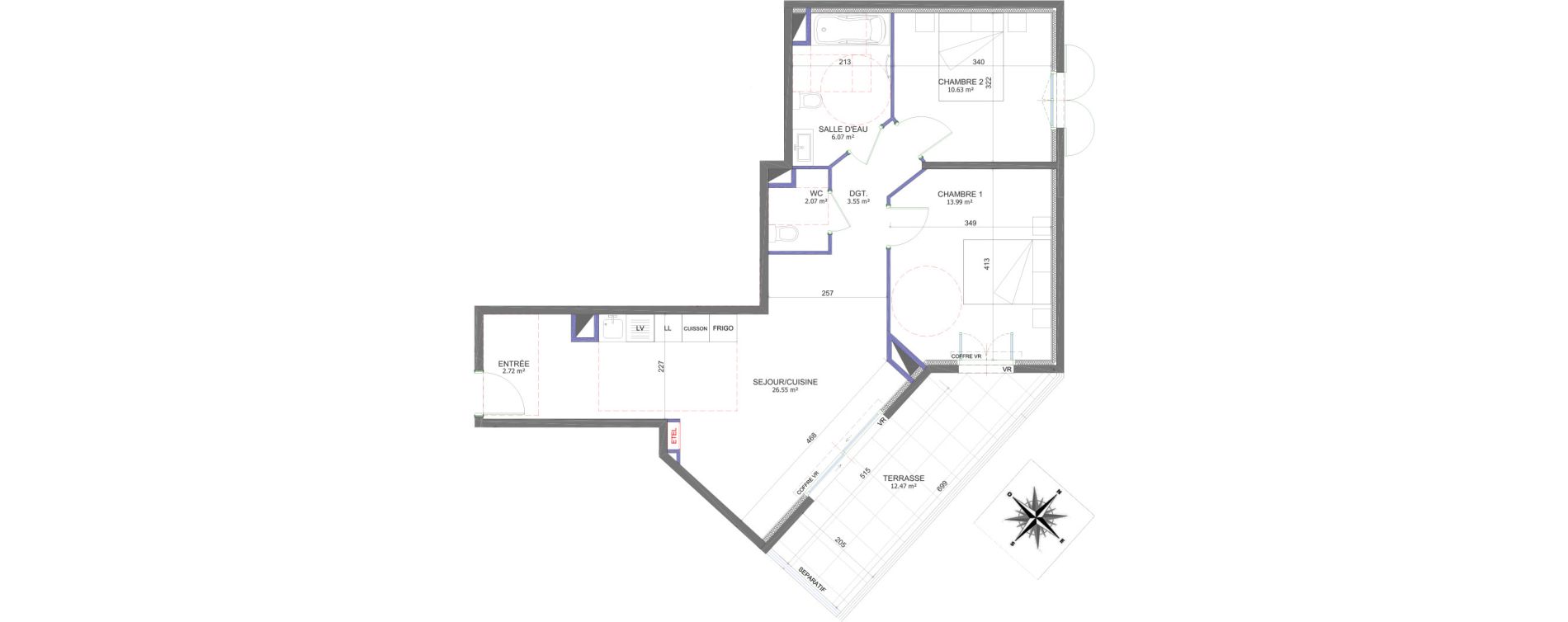 Appartement T3 de 65,58 m2 &agrave; Saint-Laurent-Du-Var Tzanck - galinieres - sauvaigo