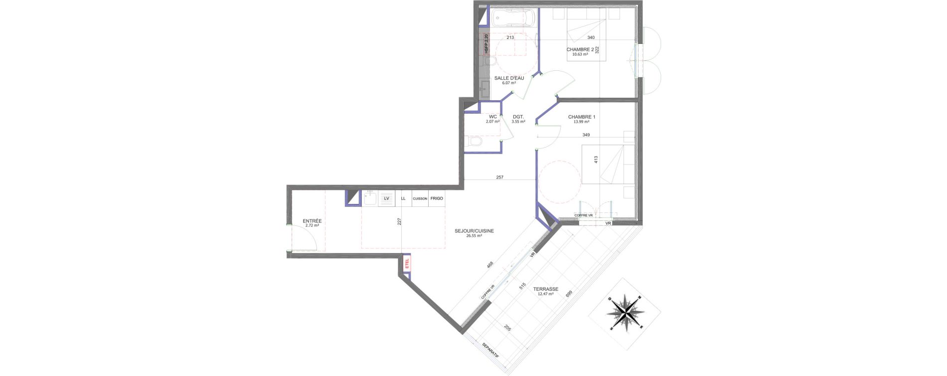 Appartement T3 de 65,58 m2 &agrave; Saint-Laurent-Du-Var Tzanck - galinieres - sauvaigo
