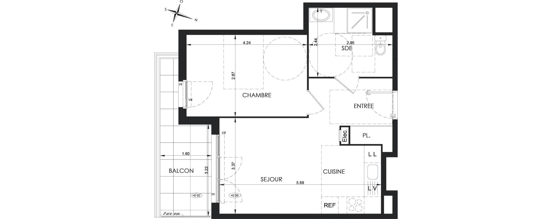 Appartement T2 de 42,25 m2 &agrave; Saint-Laurent-Du-Var Les condamines
