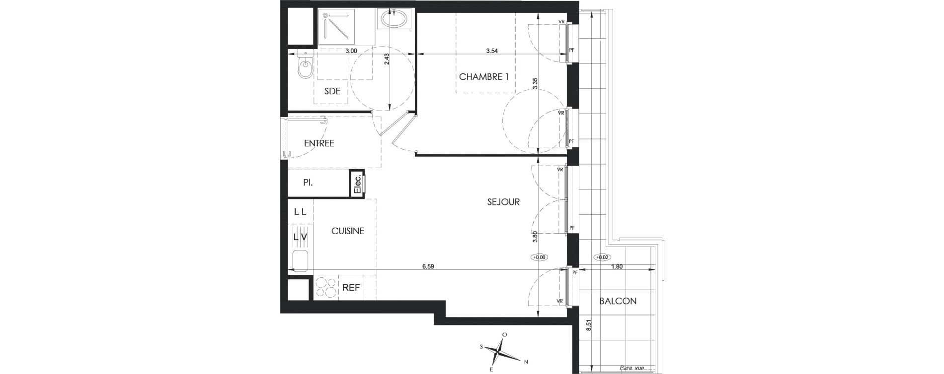 Appartement T2 de 44,50 m2 &agrave; Saint-Laurent-Du-Var Les condamines