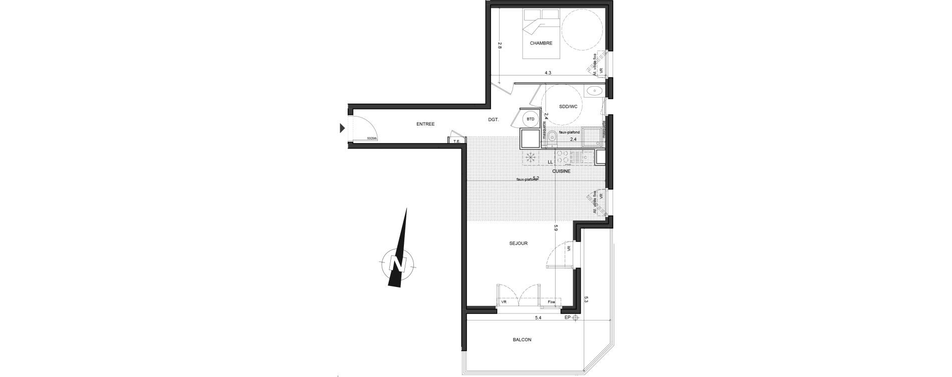 Appartement T2 de 54,80 m2 &agrave; Saint-Laurent-Du-Var Centre