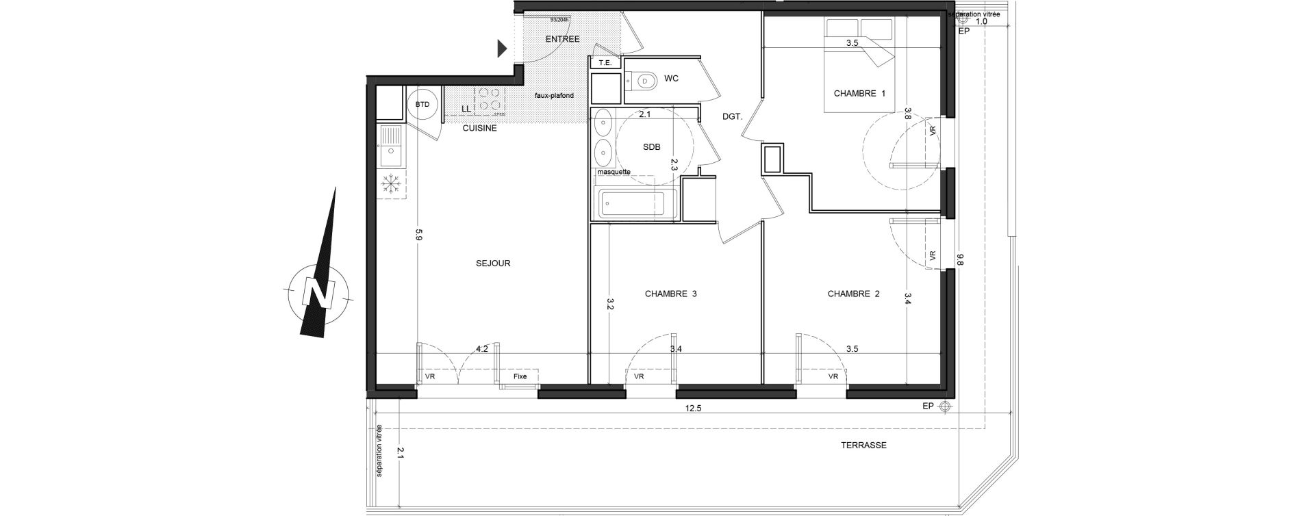 Appartement T4 de 74,70 m2 &agrave; Saint-Laurent-Du-Var Centre