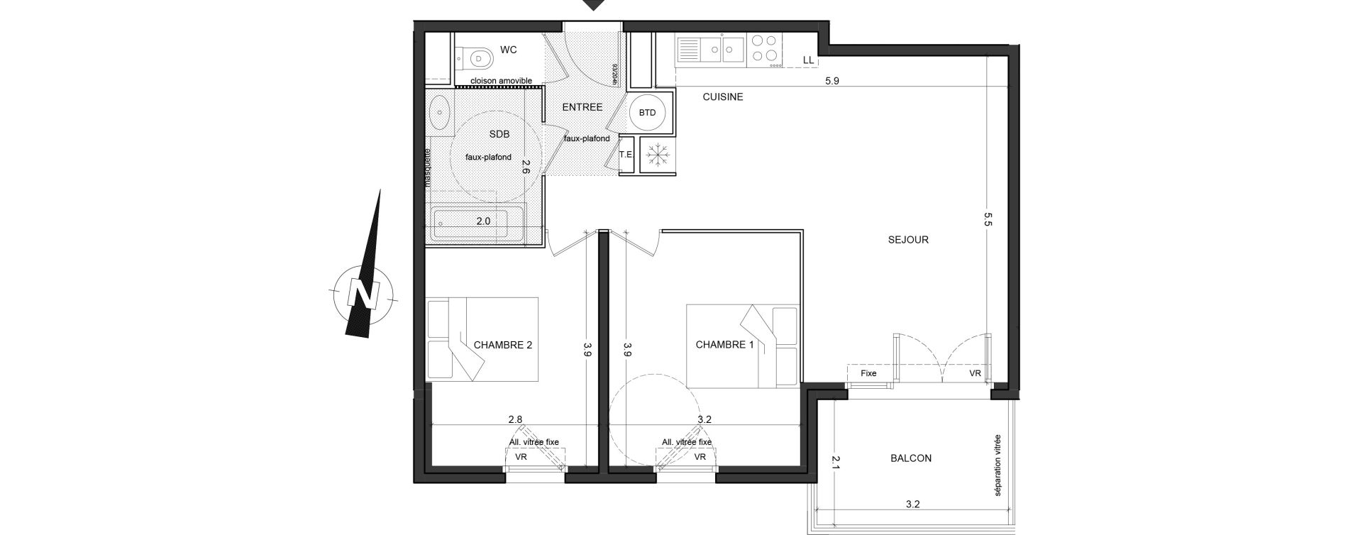 Appartement T3 de 61,80 m2 &agrave; Saint-Laurent-Du-Var Centre