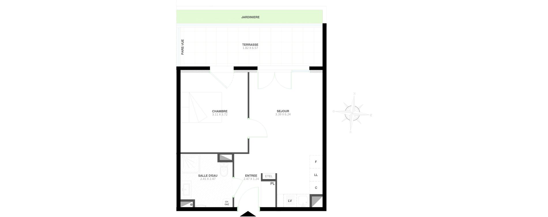 Appartement T2 de 39,11 m2 &agrave; Valbonne Maures