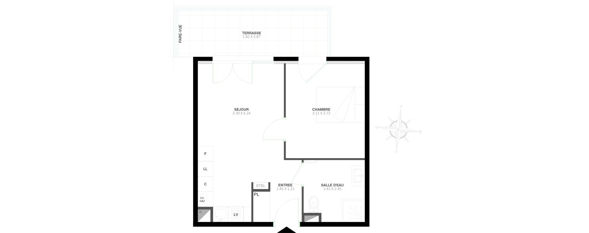 Appartement T2 de 39,37 m2 &agrave; Valbonne Maures