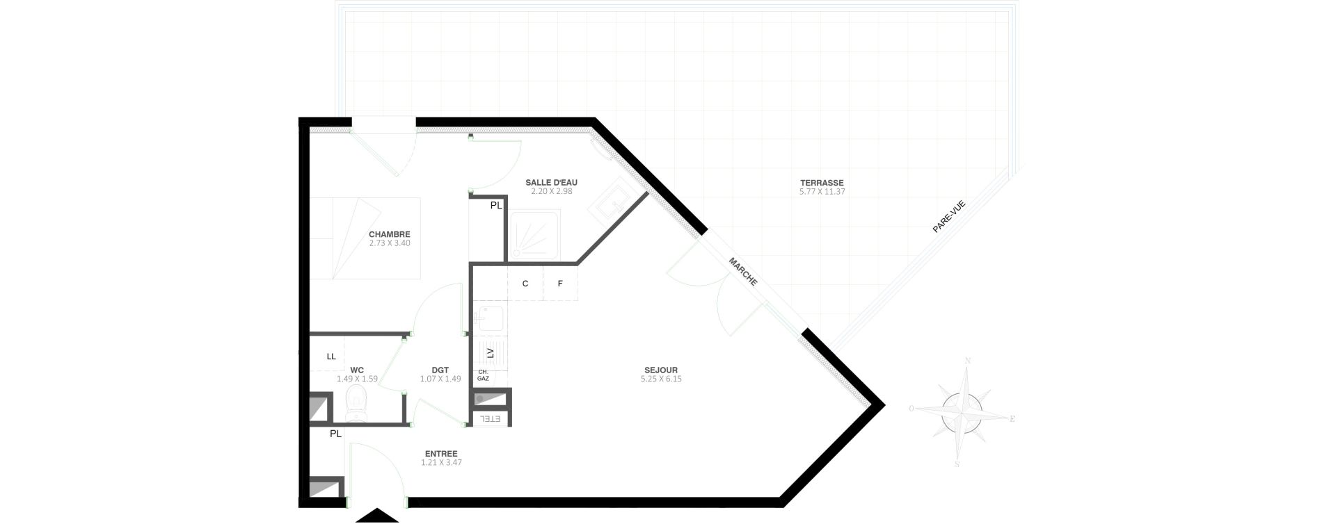 Appartement T2 de 45,00 m2 &agrave; Valbonne Maures