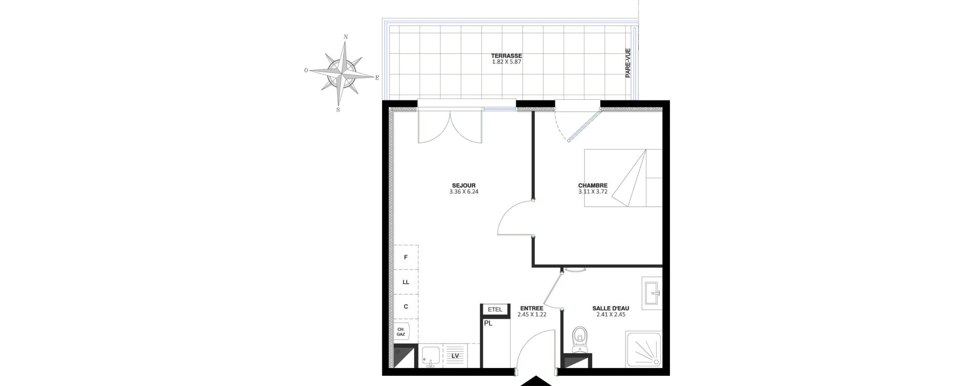 Appartement T2 de 39,18 m2 &agrave; Valbonne Maures