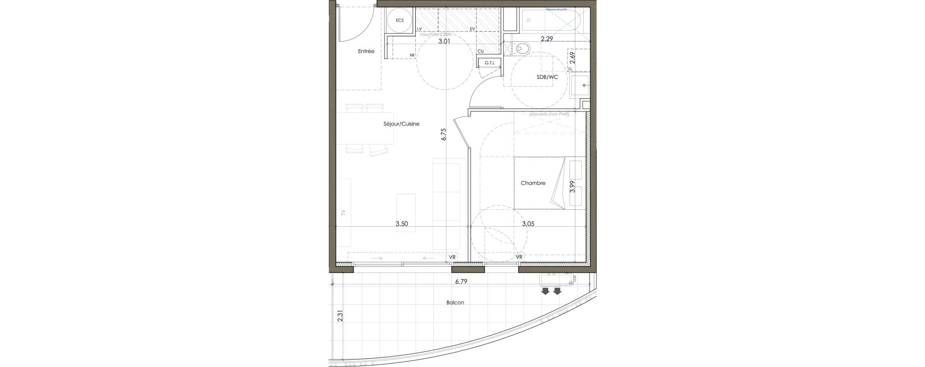 Appartement T2 de 43,60 m2 &agrave; Valbonne Garbejaire - haut sartoux