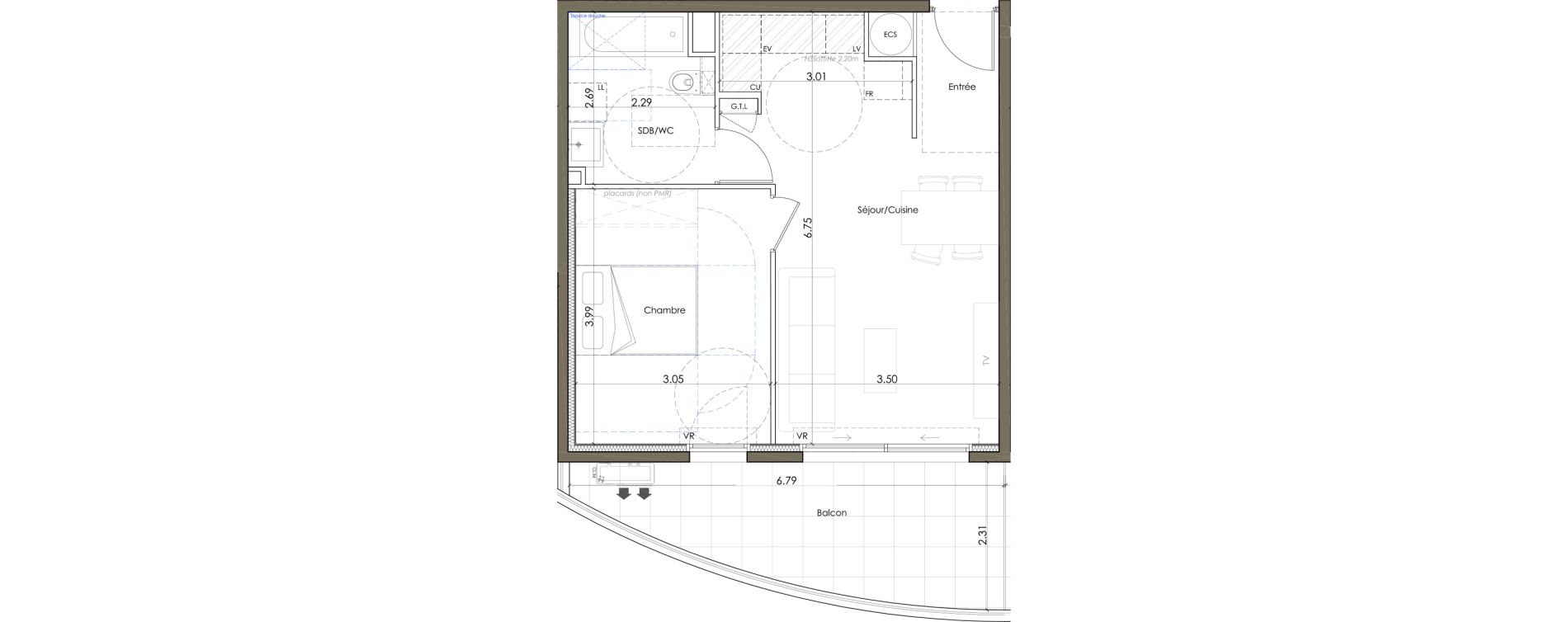 Appartement T2 de 43,60 m2 &agrave; Valbonne Garbejaire - haut sartoux