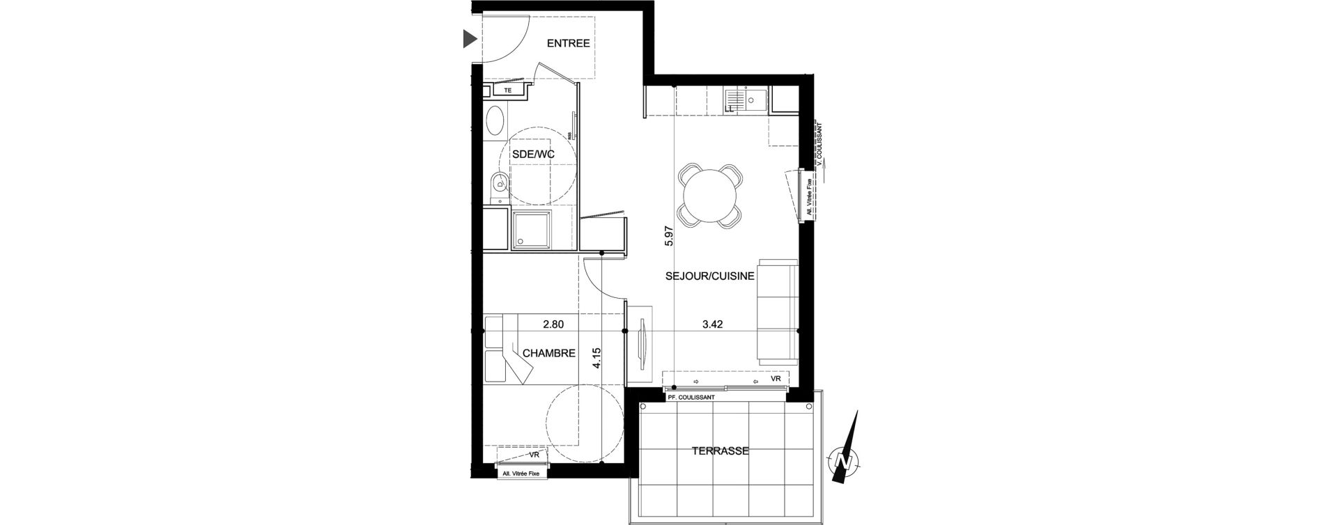 Appartement T2 de 44,47 m2 &agrave; Vallauris Centre