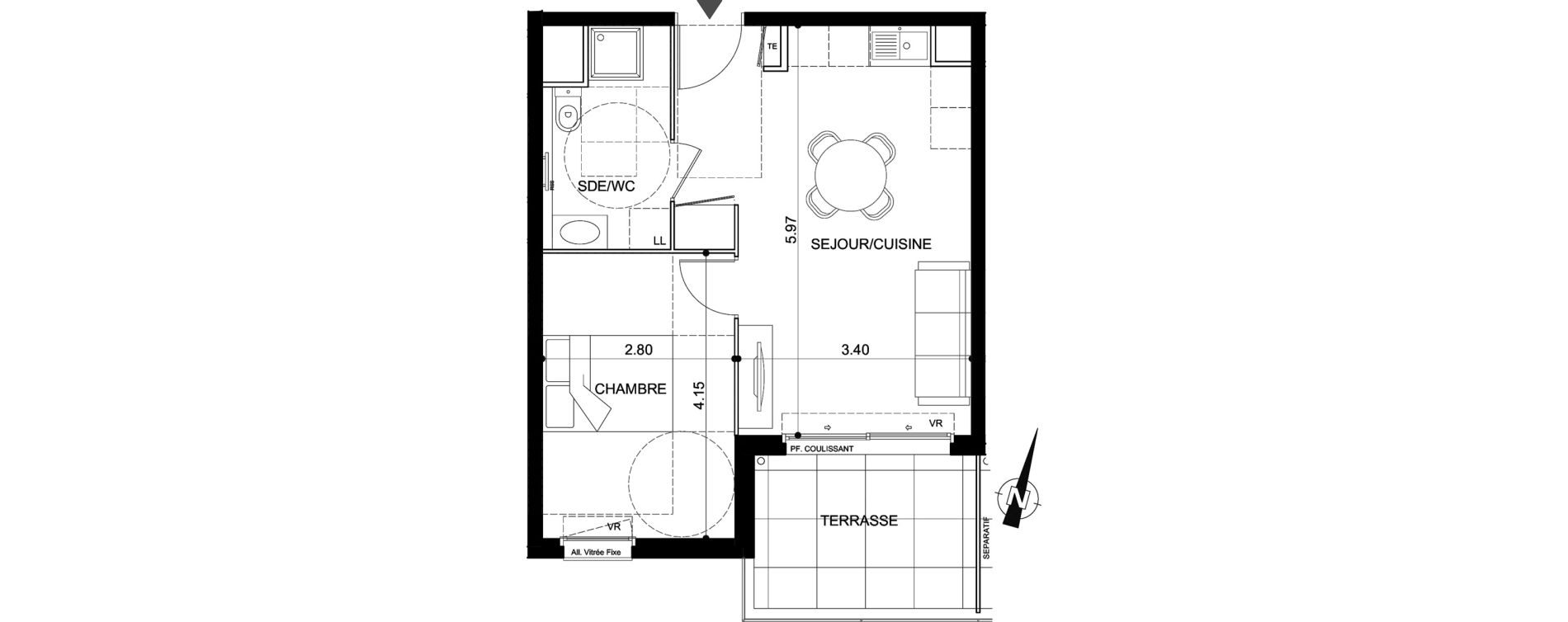 Appartement T2 de 39,80 m2 &agrave; Vallauris Centre