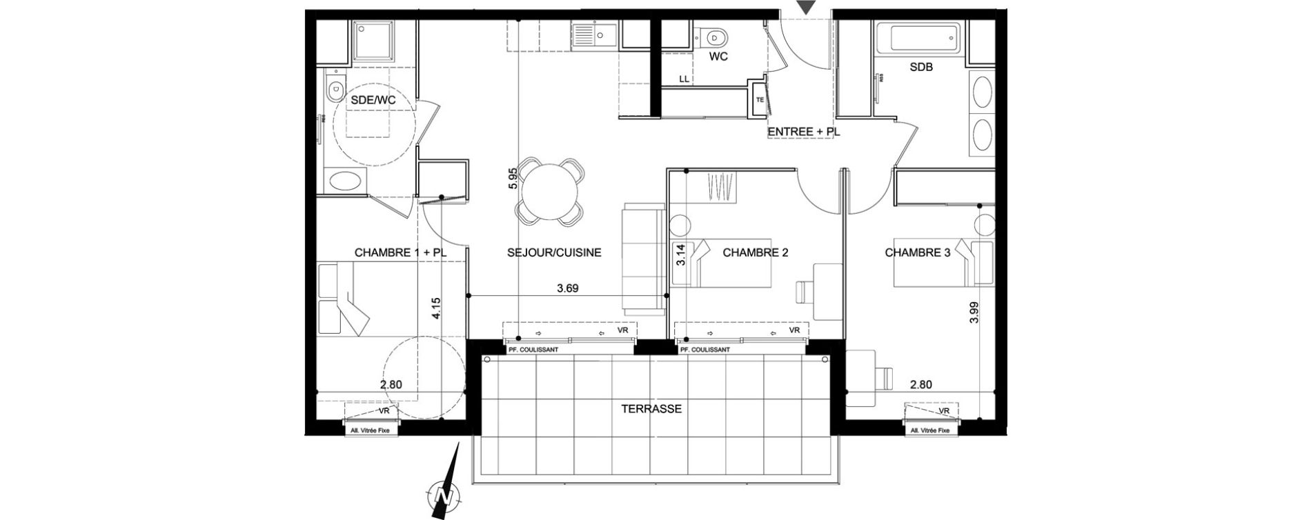 Appartement T4 de 80,16 m2 &agrave; Vallauris Centre