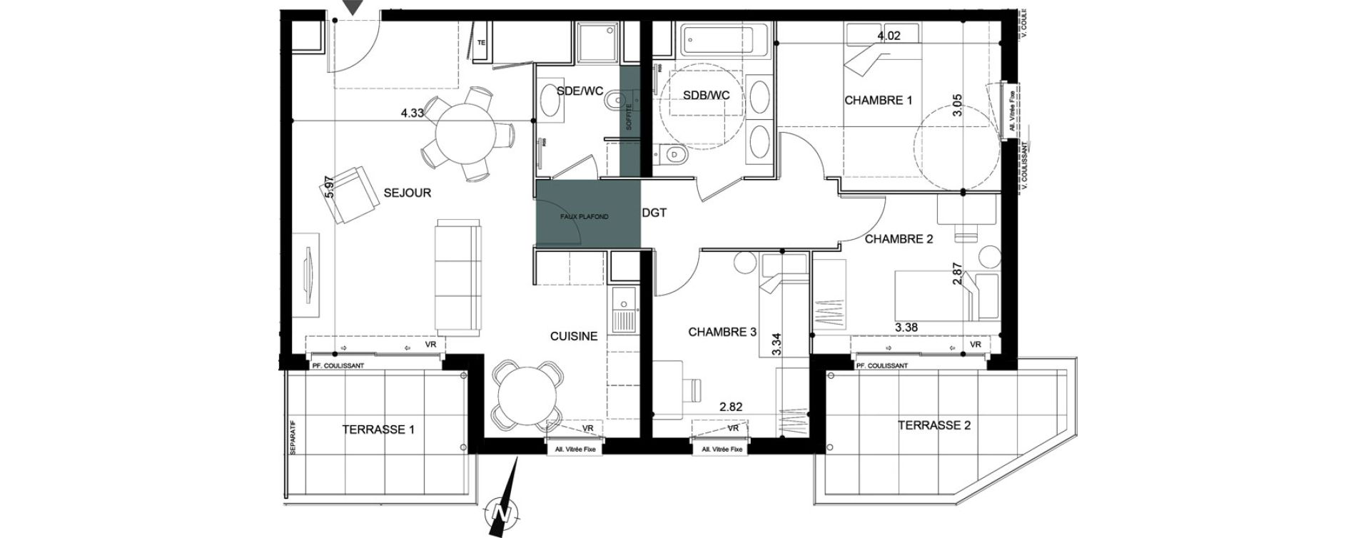 Appartement T4 de 80,33 m2 &agrave; Vallauris Centre