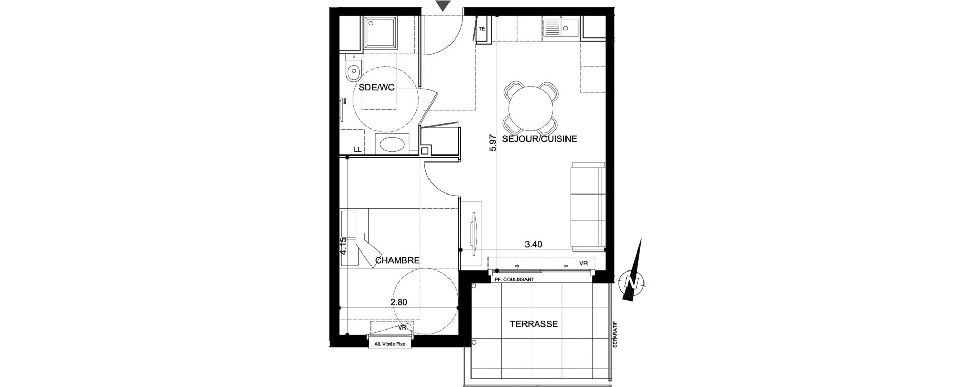 Appartement T2 de 39,84 m2 &agrave; Vallauris Centre