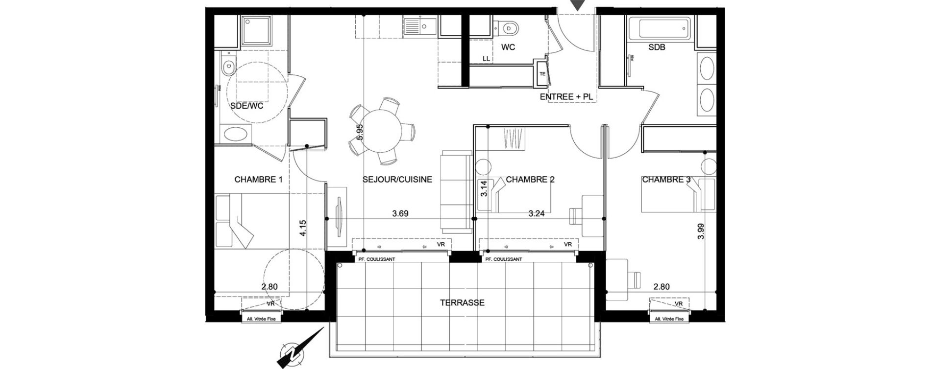 Appartement T4 de 80,18 m2 &agrave; Vallauris Centre