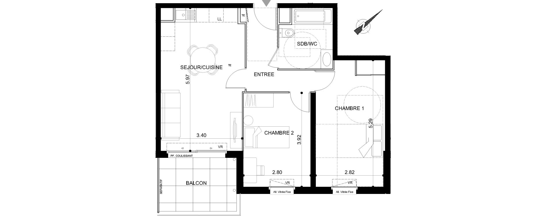 Appartement T3 de 57,42 m2 &agrave; Vallauris Centre