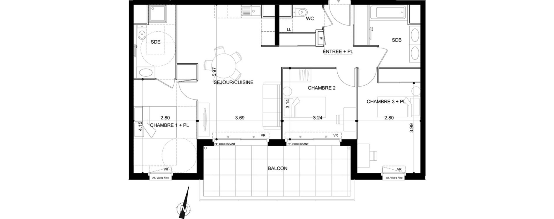 Appartement T4 de 80,14 m2 &agrave; Vallauris Centre