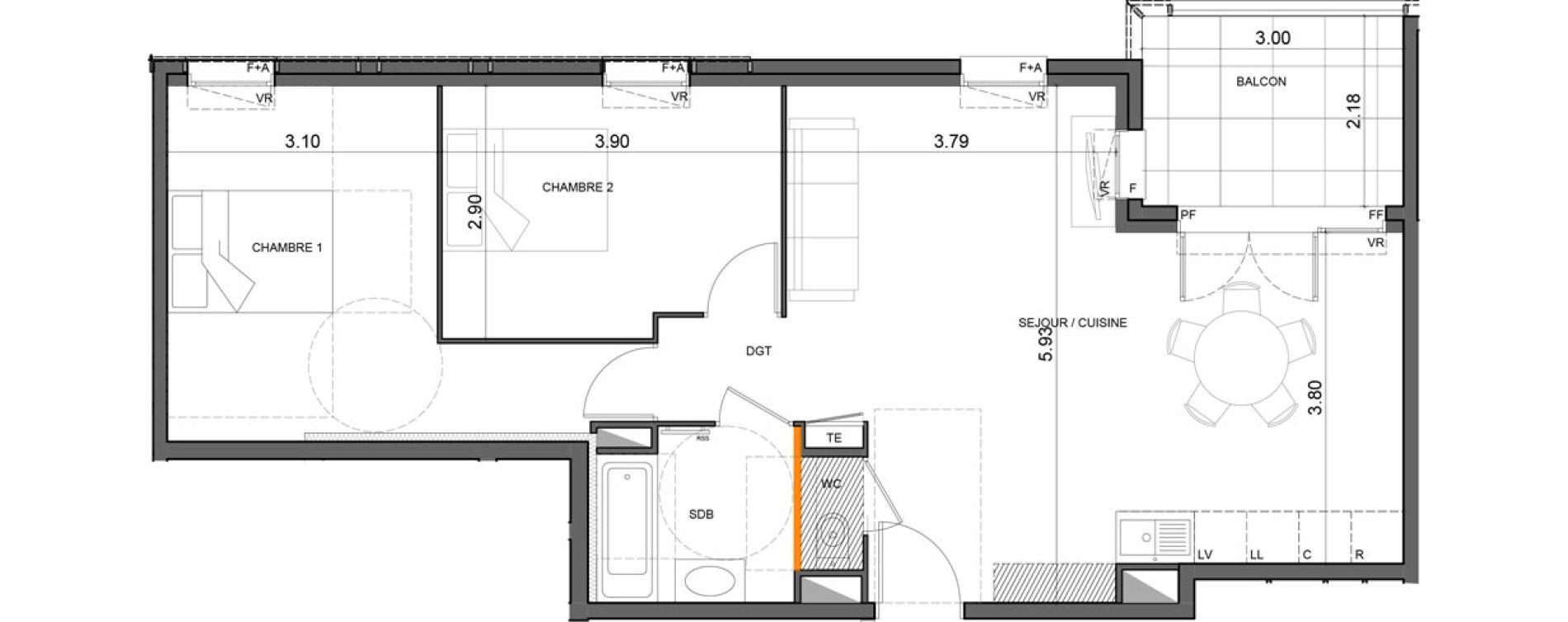 Appartement T3 de 65,82 m2 &agrave; Vallauris Gabelle - courcettes - les clos