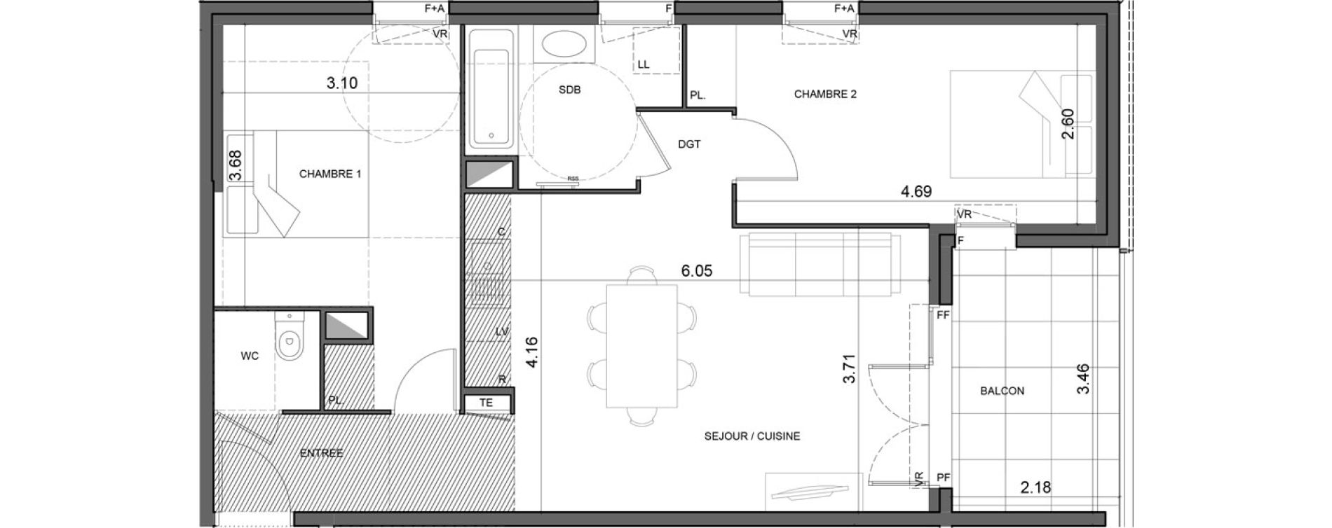 Appartement T3 de 62,81 m2 &agrave; Vallauris Gabelle - courcettes - les clos