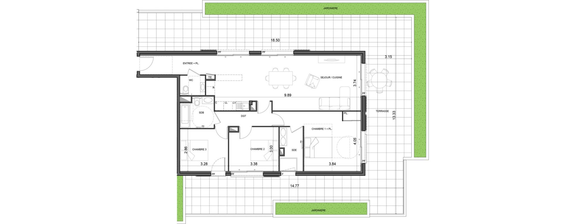 Appartement T4 de 96,25 m2 &agrave; Vallauris Gabelle - courcettes - les clos