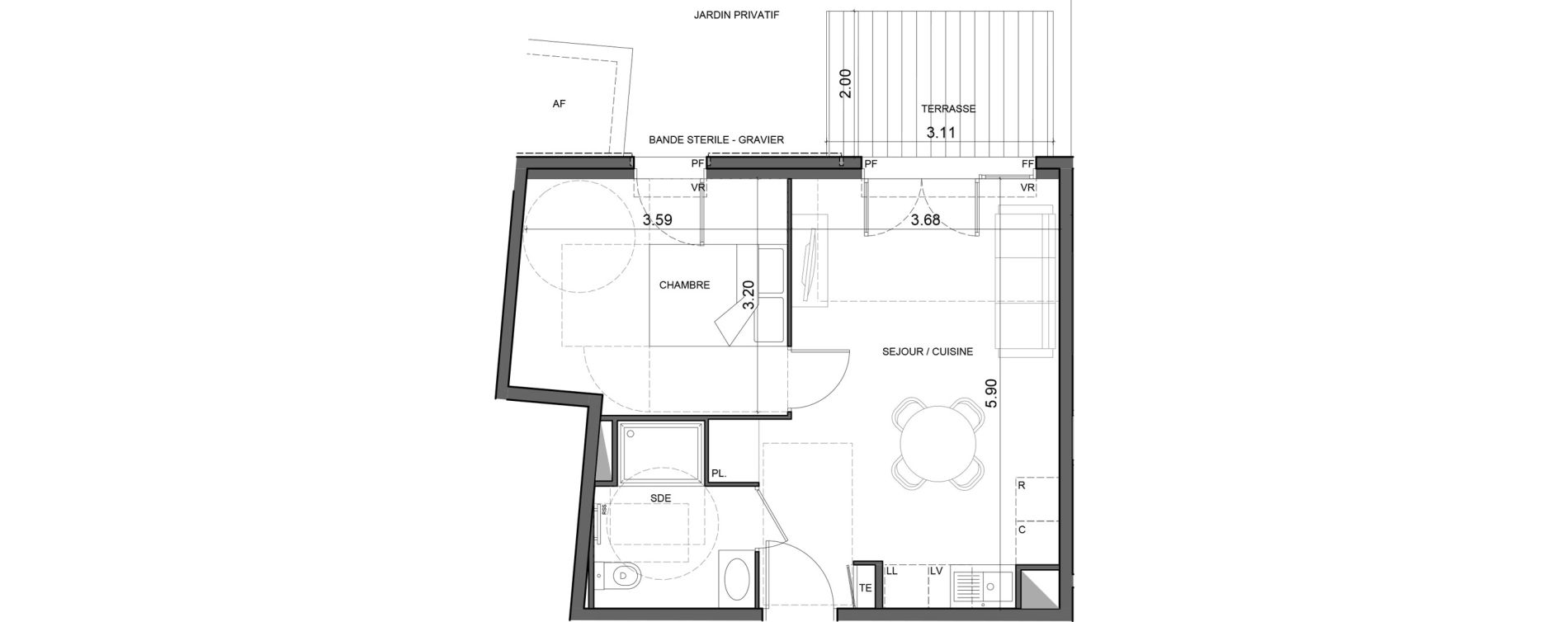 Appartement T2 de 39,36 m2 &agrave; Vallauris Gabelle - courcettes - les clos