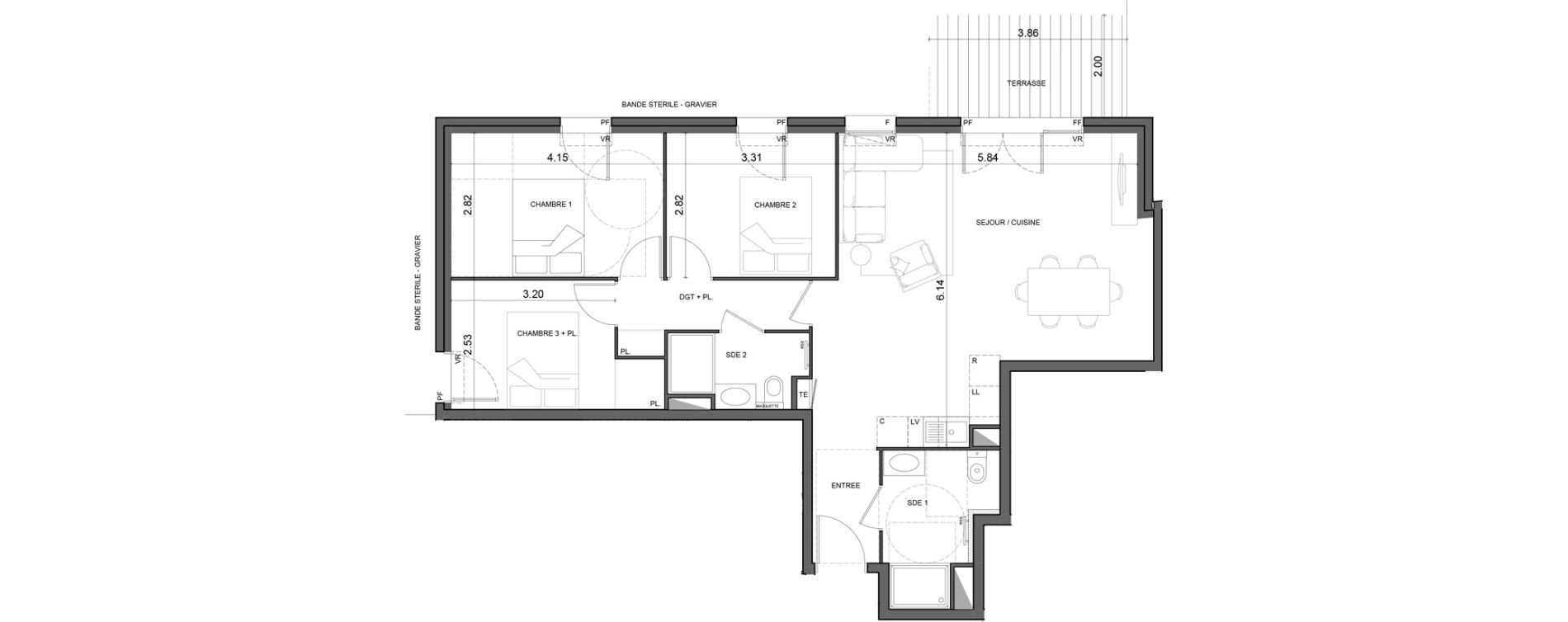 Appartement T4 de 80,00 m2 &agrave; Vallauris Gabelle - courcettes - les clos