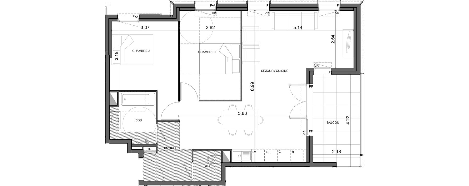 Appartement T3 de 66,95 m2 &agrave; Vallauris Gabelle - courcettes - les clos