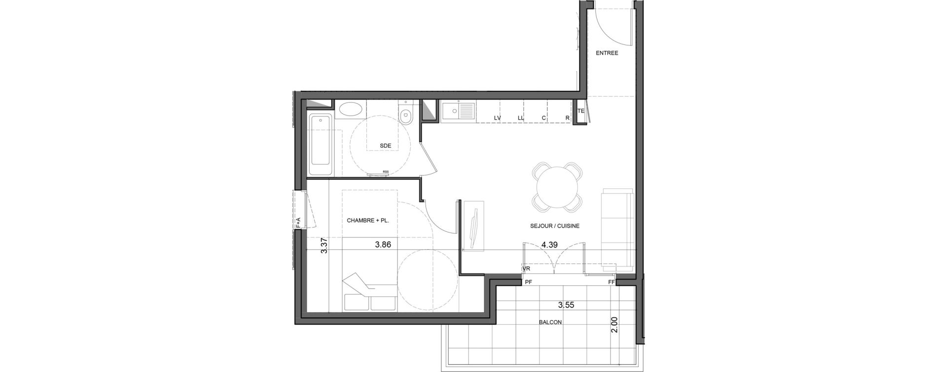 Appartement T2 de 42,91 m2 &agrave; Vallauris Gabelle - courcettes - les clos