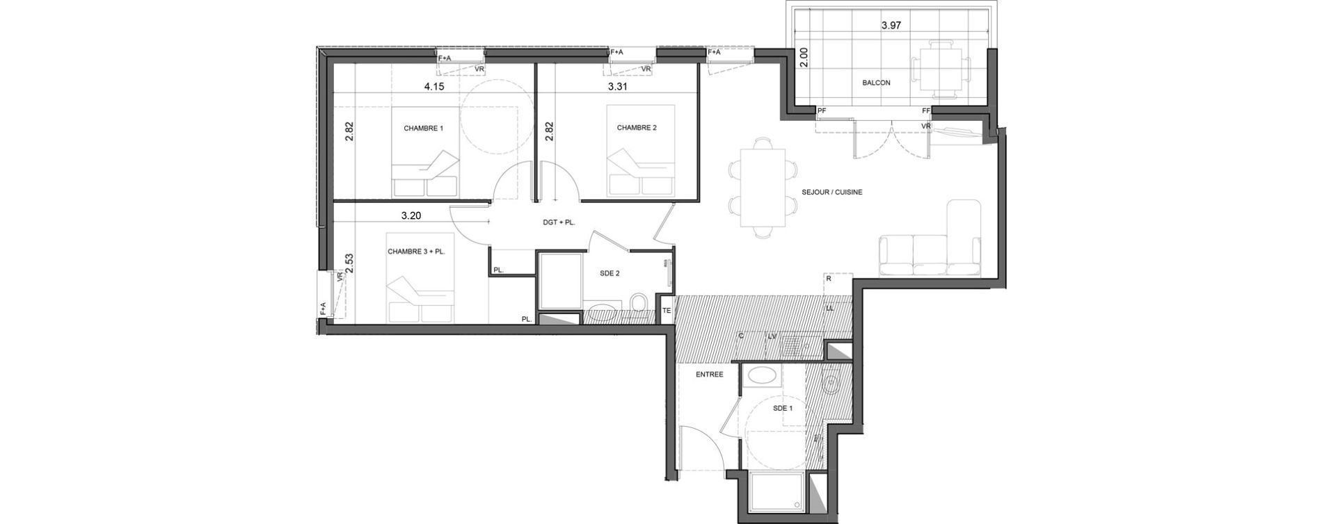 Appartement T4 de 75,07 m2 &agrave; Vallauris Gabelle - courcettes - les clos