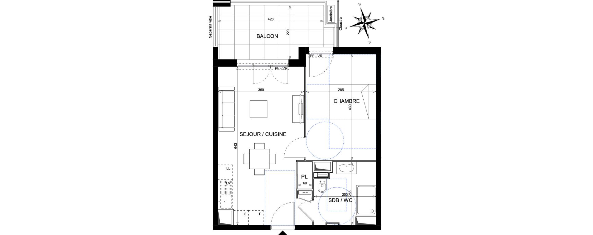 Appartement T2 de 40,54 m2 &agrave; Vallauris Golfe juan