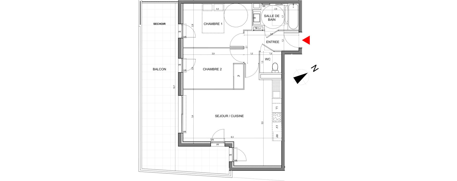 Appartement T3 de 62,00 m2 &agrave; Vallauris Centre
