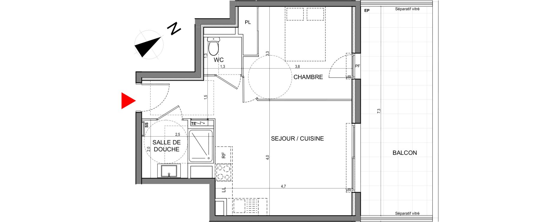 Appartement T2 de 41,00 m2 &agrave; Vallauris Centre