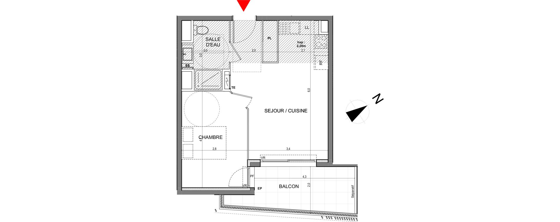 Appartement T2 de 39,00 m2 &agrave; Vallauris Centre