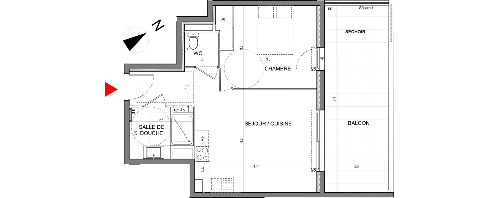 Appartement T2 de 41,00 m2 &agrave; Vallauris Centre