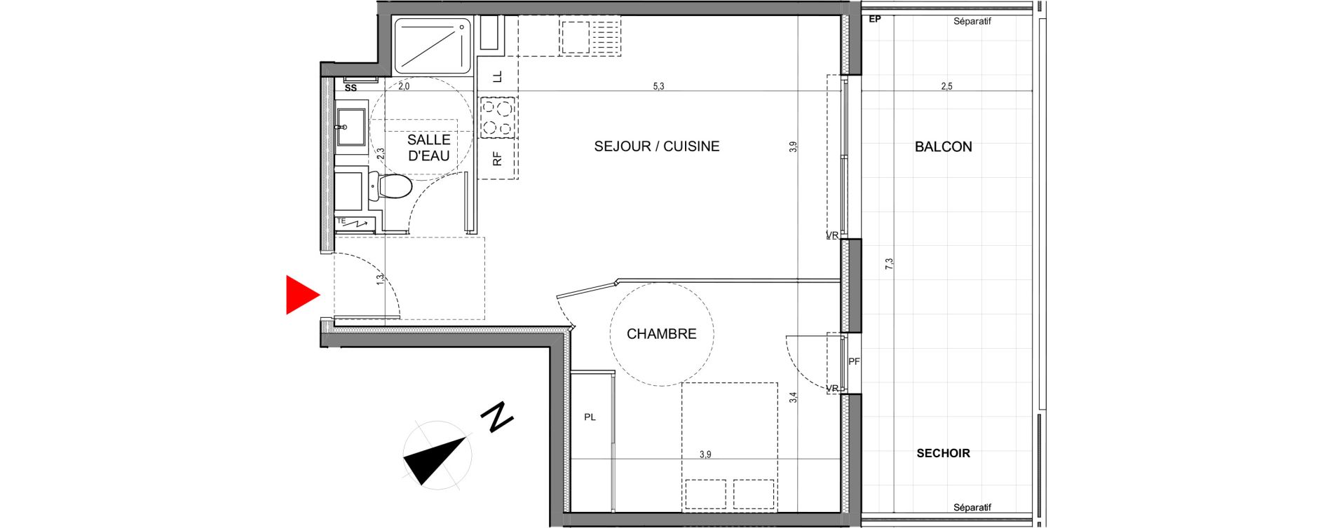 Appartement T2 de 42,00 m2 &agrave; Vallauris Centre
