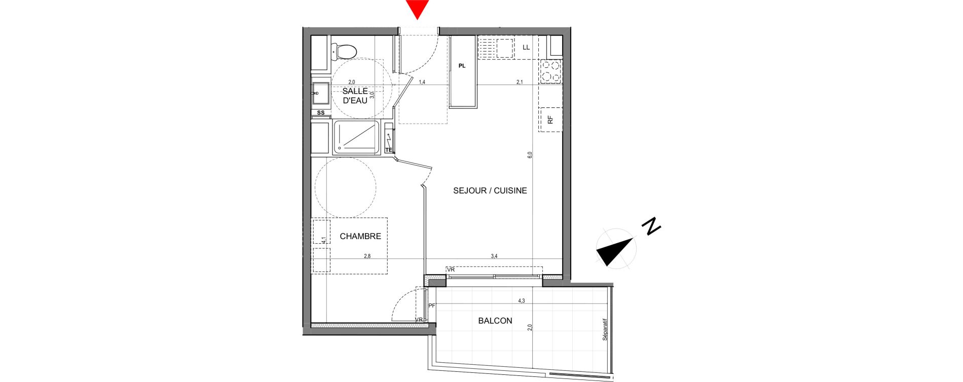 Appartement T2 de 39,00 m2 &agrave; Vallauris Centre