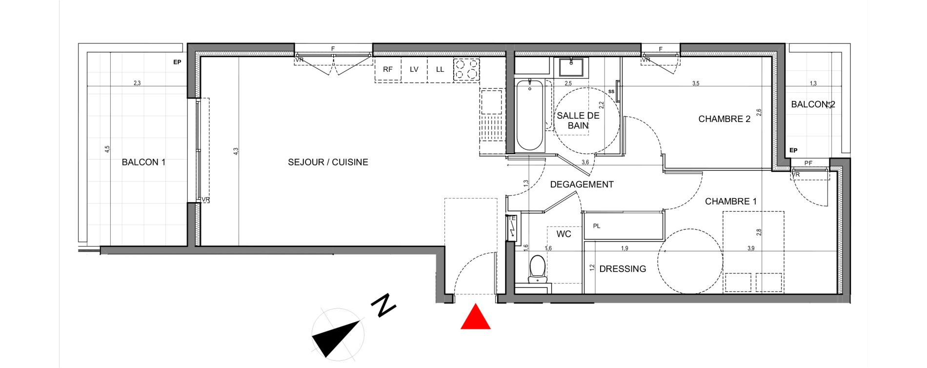 Appartement T3 de 67,00 m2 &agrave; Vallauris Centre