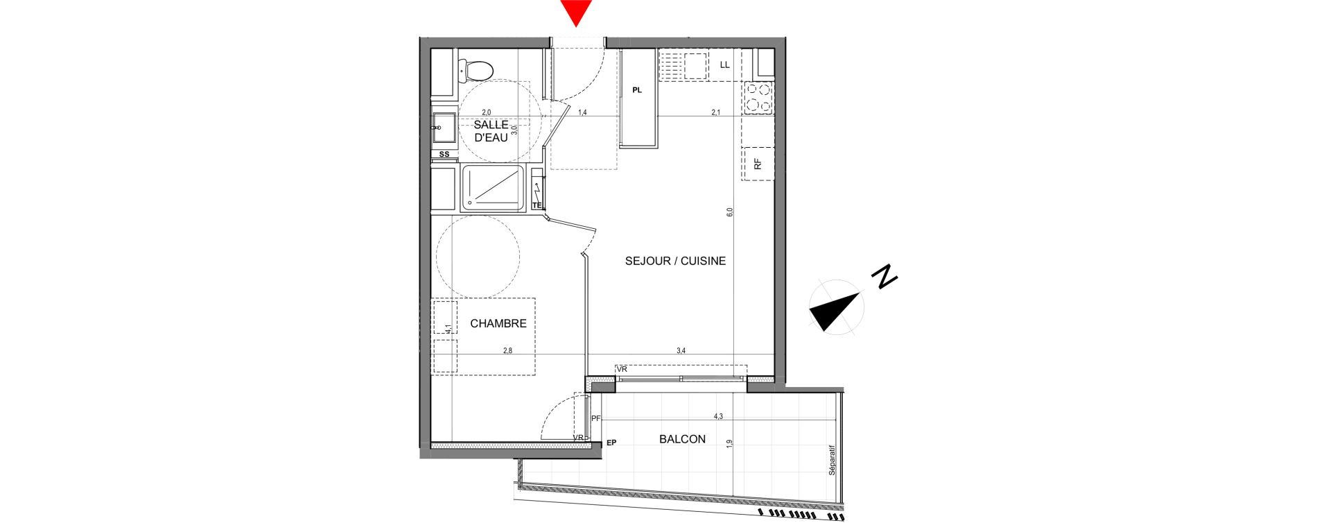 Appartement T2 de 39,00 m2 &agrave; Vallauris Centre