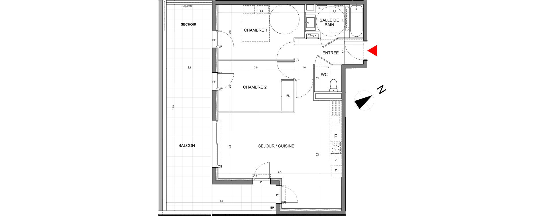Appartement T3 de 62,00 m2 &agrave; Vallauris Centre