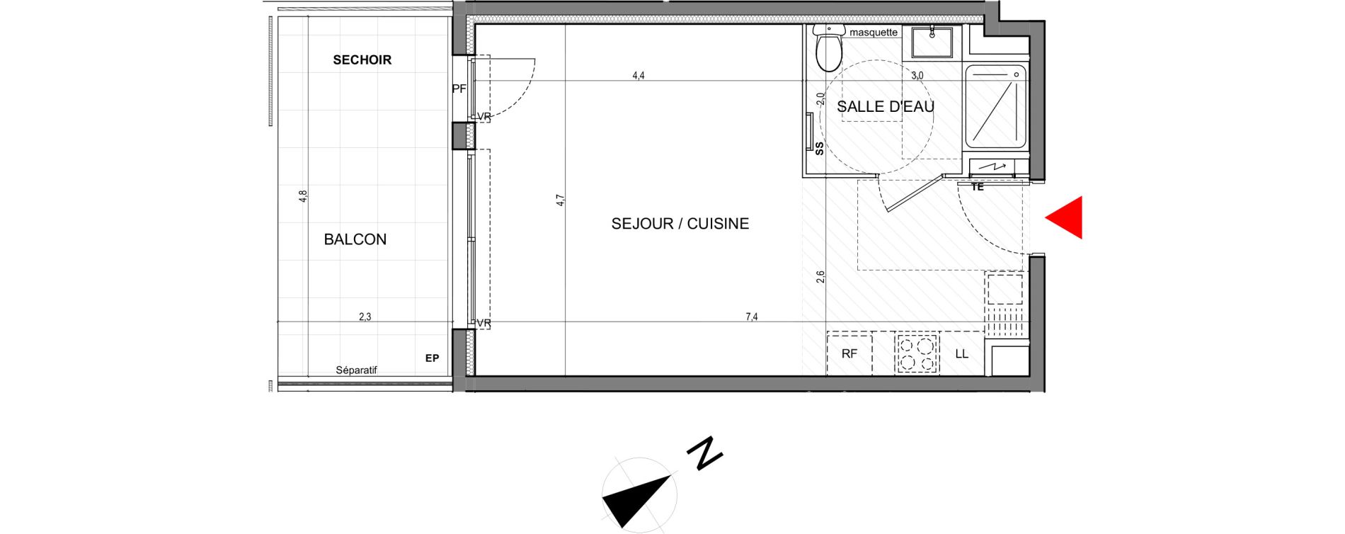 Appartement T1 de 33,00 m2 &agrave; Vallauris Centre