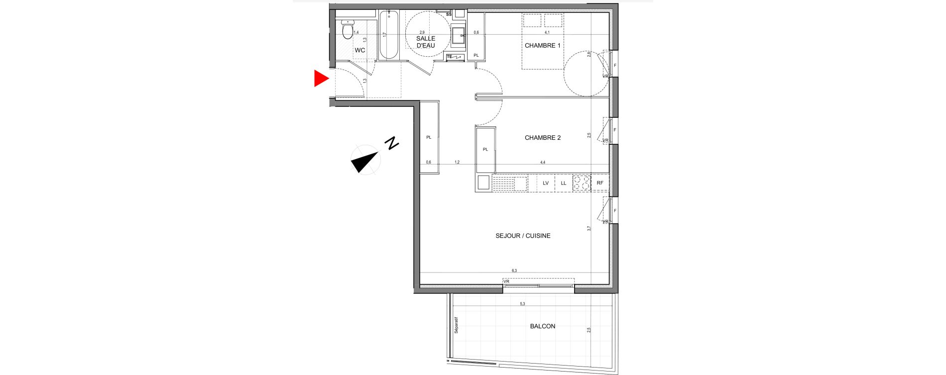 Appartement T3 de 65,00 m2 &agrave; Vallauris Centre